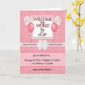 Neues Baby Pink Girl Leo Gratulation Karte (Gelbe Blume)