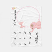 Neues Baby Säugling Meilenstein Rosa Elephantische Fleecedecke (Vorderseite)