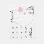 Neues Baby Säugling Meilenstein Rosa Elephantische Fleecedecke (Vorderseite)