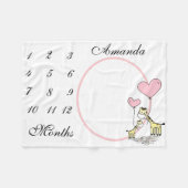 Neues Baby Säugling Milestone Pink Giraffe Foto Fleecedecke (Vorderseite (Horizontal))