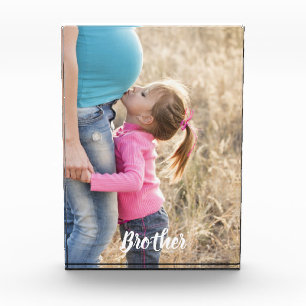 Neues Baby-Schwangerschafts-Foto mit Geschwister Fotoblock