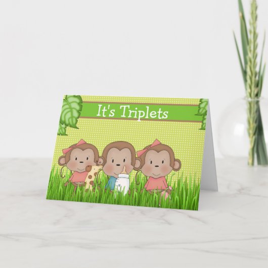 Neues Baby Triplet Zwei Girls Ein Junge Niedlicher Karte (Vorderseite)