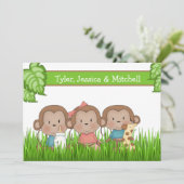 Neues Baby Triplets Girl and Two Boys Niedlicher A Ankündigung (Stehend Vorderseite)