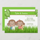 Neues Baby Twin Girl and Boy Niedlicher Affe Ankündigung (Vorne/Hinten)