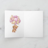 Neues Baby Willkommen in den Bärenrosa-Balloons de Karte (Innenseite)