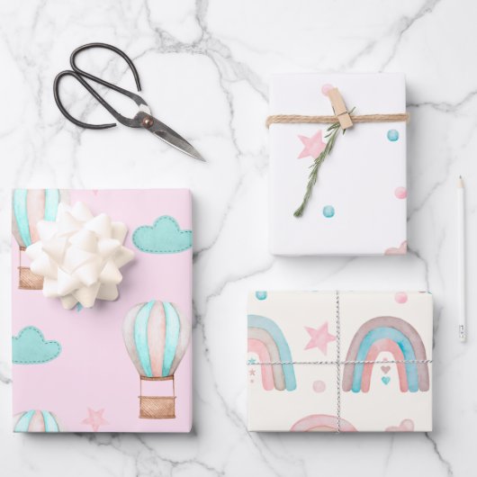 Neues Baby Wrapping Paper Set von 3 Geschenkpapier Set (Vorderseite)
