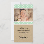 Neues Babygeschenk Danke Minzstars Fotokarte (Rückseite)