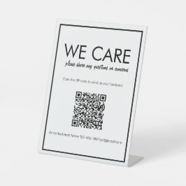 Neues Basic White QR Code Feedback Counter Sign Sockelschild