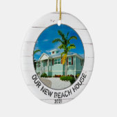 Neues Beach House Zuhause-Foto mit Jahr Keramik Ornament (Rechts)