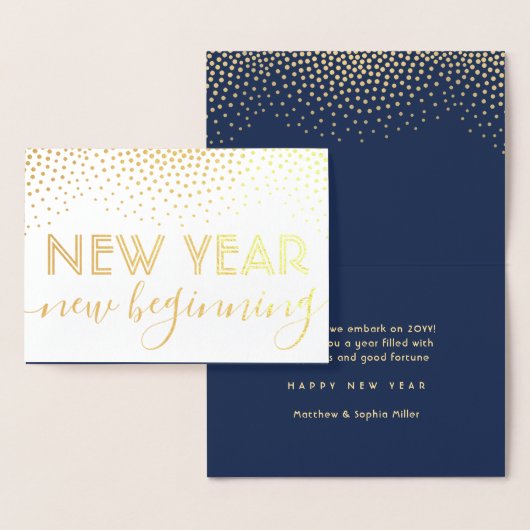 Neues Beginnend Confetti Navy Blauer Glückwunsch N Folienkarte (Anzeige)