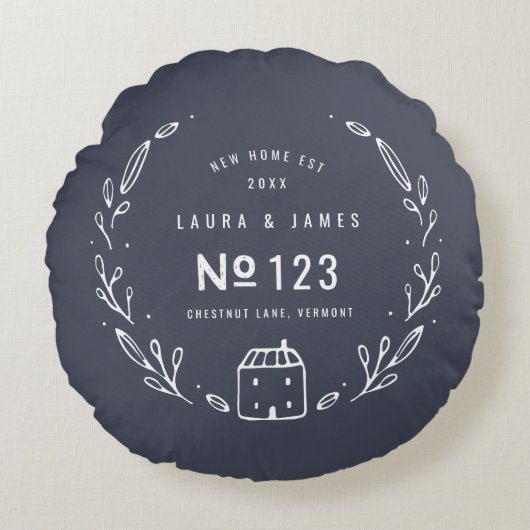 Neues Blumendesign aus der Hand Rundes Kissen (Vorderseite)