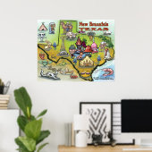 Neues Braunfels TEXAS Map Poster (Heimbüro)