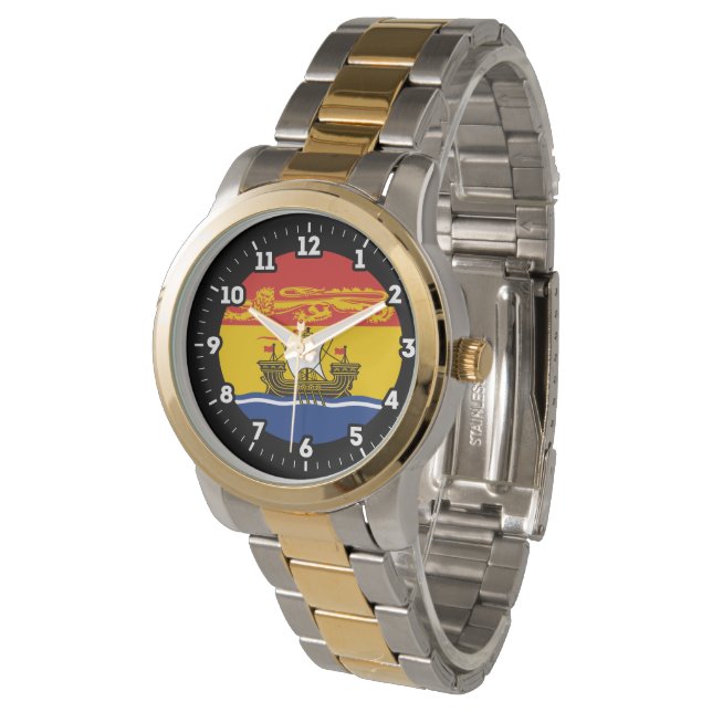Neues Braunschweig-Flag-Grafisches Dial Armbanduhr (Schrägansicht)