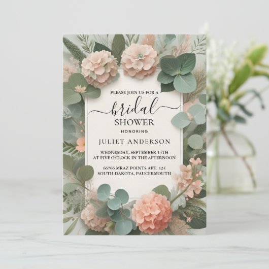 Neues Brautparty für die Pfirsichpfirsichpfirsichm Einladung (Stehend Vorderseite)