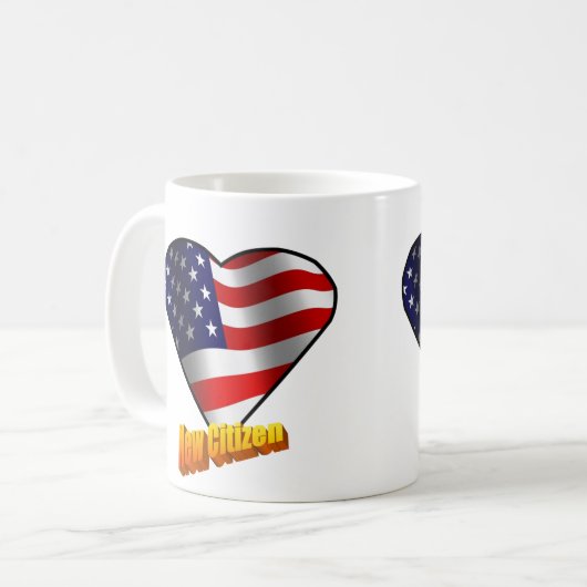 Neues Bürger-Sternenbanner Herz Kaffeetasse (Vorderseite Links)