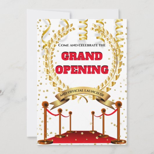 Neues Business Grand Eröffnung Roter Teppich Gäste Einladung (Vorderseite)