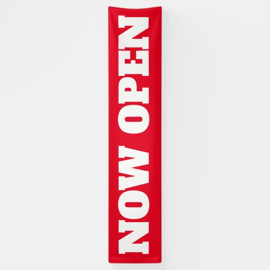 Neues Business jetzt Open Red White Groß Außenzeic Banner (Vertikal)