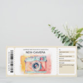 Neues Camera-Geschenkzertifikat Einladung (Stehend Vorderseite)
