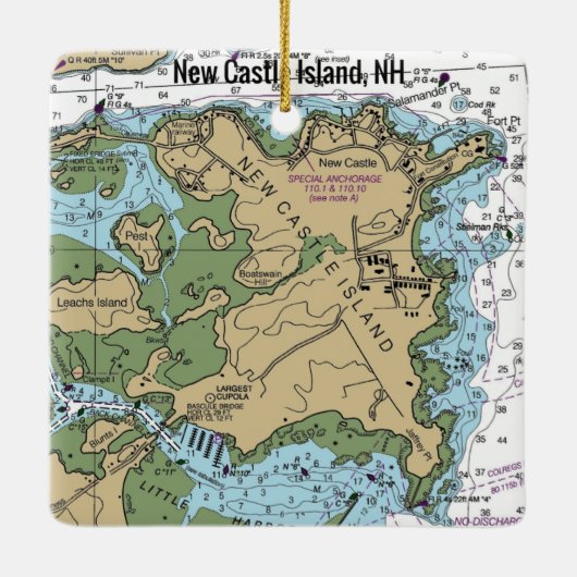 Neues Castle Island NH Chart Keramikornament (Rückseite)