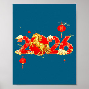 Neues Chinesisches Pferd Glücklich Poster