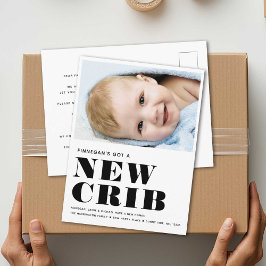 NEUES CRIB Simple Baby Foto Modernes Minimal Movin Ankündigungspostkarte