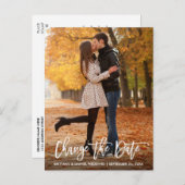 Neues Datum ändern Datum Modernes Pinselskript Postkarte (Vorne/Hinten)