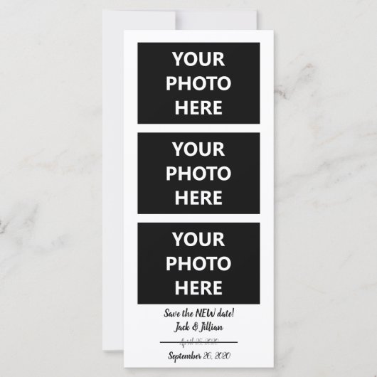 Neues Datum gerettet | Datum ändern | 3 FOTOS Karte (Vorderseite)