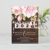 Neues Datum Rustikale Hochzeit Ankündigung (Stehend Vorderseite)