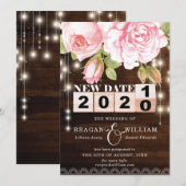 Neues Datum Rustikale Hochzeit Ankündigung (Vorne/Hinten)