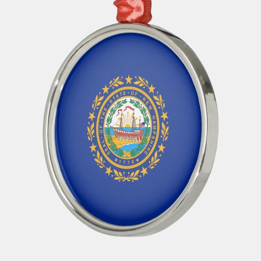 Neues Design der Hampshire State Flag Silbernes Ornament (Links)