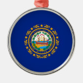Neues Design der Hampshire State Flag Silbernes Ornament (Vorne)