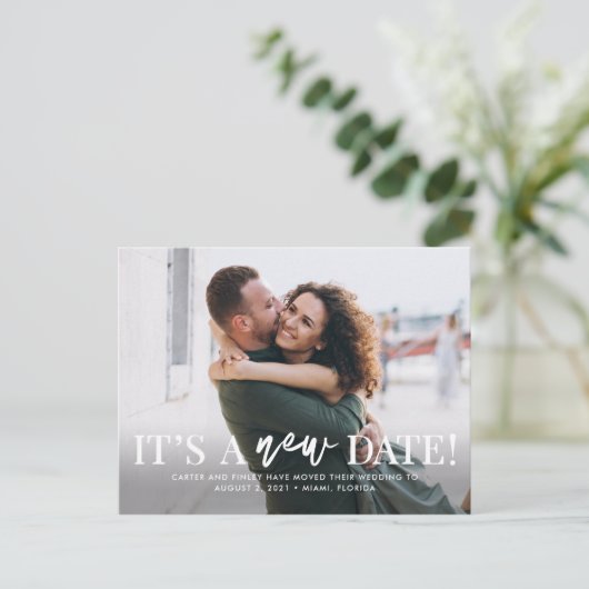 Neues EDITABLE-FARBE ändert das Datum Postkarte (Stehend Vorderseite)