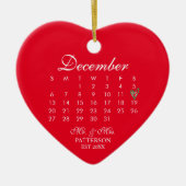 Neues erstes Weihnachtshochzeitdatum Keramik Ornament (Vorne)