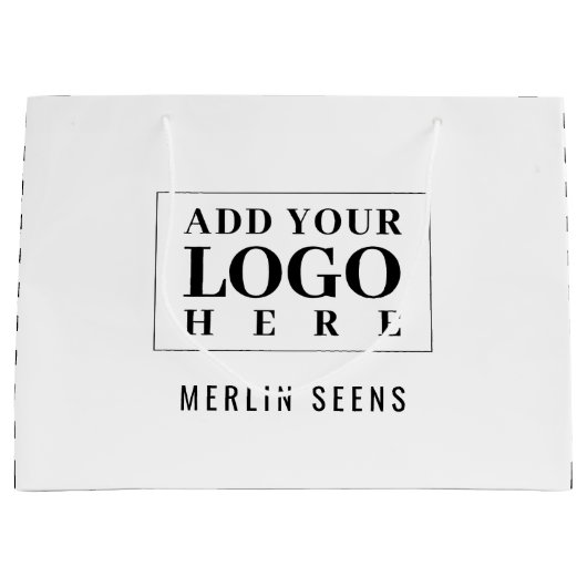 Neues Firmenlogo für Schwarzweiß-Streifen Große Geschenktüte (Vorderseite)