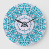 Neues florales Mandala  Große Wanduhr (Vorderseite)