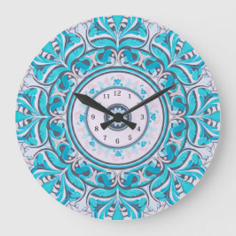 Neues florales Mandala Große Wanduhr