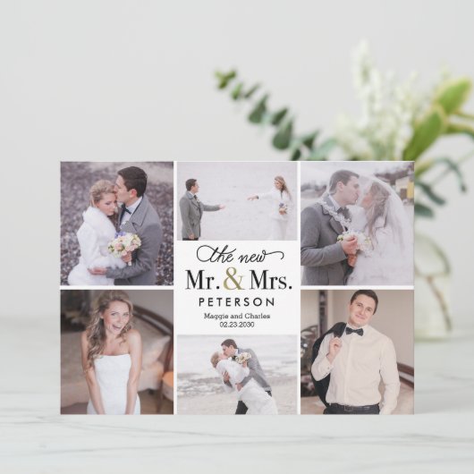 Neues Foto und Frau Wedding Dankeschön Karte (Stehend Vorderseite)