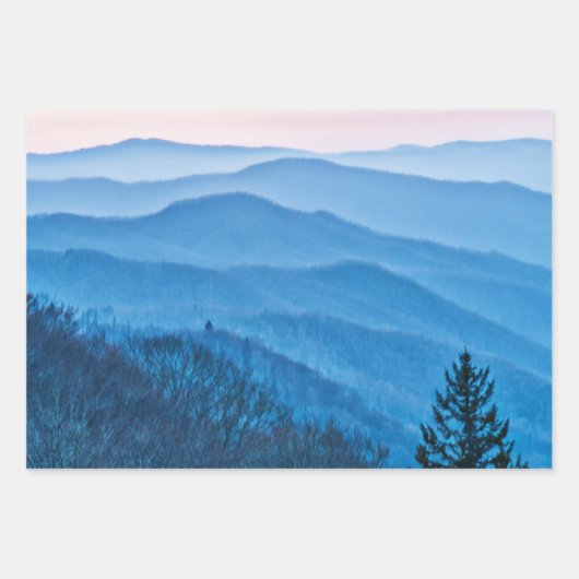 Neues Gap Sunrise Blue & Pink Ridges Foto Geschenkpapier Set (Vorderseite)