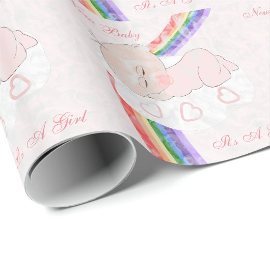 Neues Geborenes Baby Girl Geschenkpapier (Rolleneckpunkt)