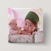 Neues geborenes Girl-Foto Button (Vorderseite)