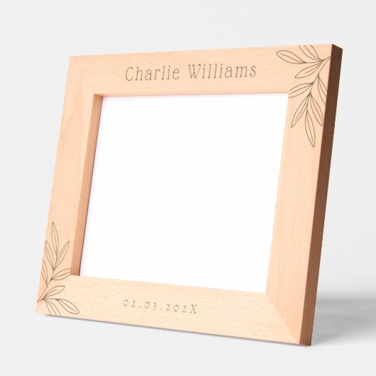 Neues Geburtsdatum Grün von Blätter Geätzte Rahmen (Links)