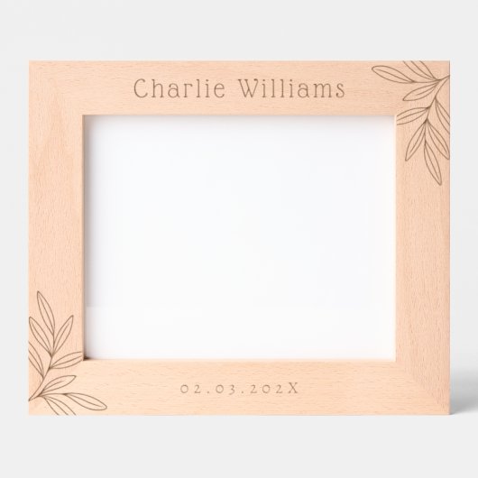 Neues Geburtsdatum Grün von Blätter Geätzte Rahmen (Vorderseite)