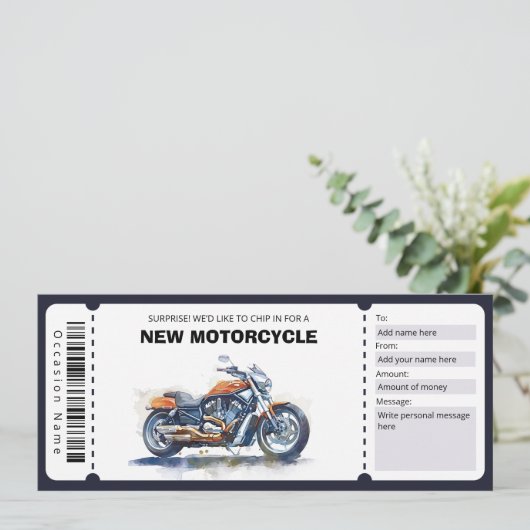 Neues Geschenkgutschein für Motorräder Einladung (Stehend Vorderseite)