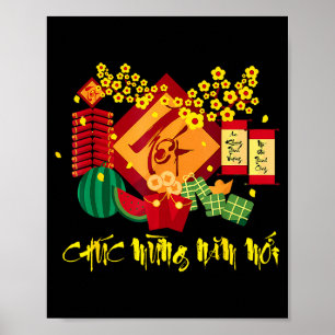 Neues Glückliches Vietnamesisches Lunar Chuc Mung Poster