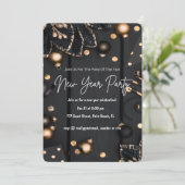 Neues Gold Schwarzes Party Elegante Custom Einladung (Stehend Vorderseite)