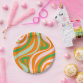 Neues Groove Retro Abstrakt Trippy Boho Muster Pappteller (Party)