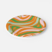 Neues Groove Retro Abstrakt Trippy Boho Muster Pappteller (Schrägansicht)