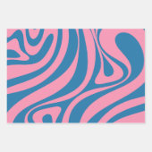 Neues Groove Retro Abstraktes Muster Blau und Rosa Geschenkpapier Set (Vorderseite 2)