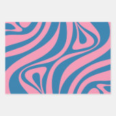 Neues Groove Retro Abstraktes Muster Blau und Rosa Geschenkpapier Set (Vorderseite)