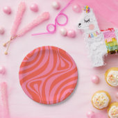 Neues Groove Retro Abstraktes Muster Hot Pink Pappteller (Party)